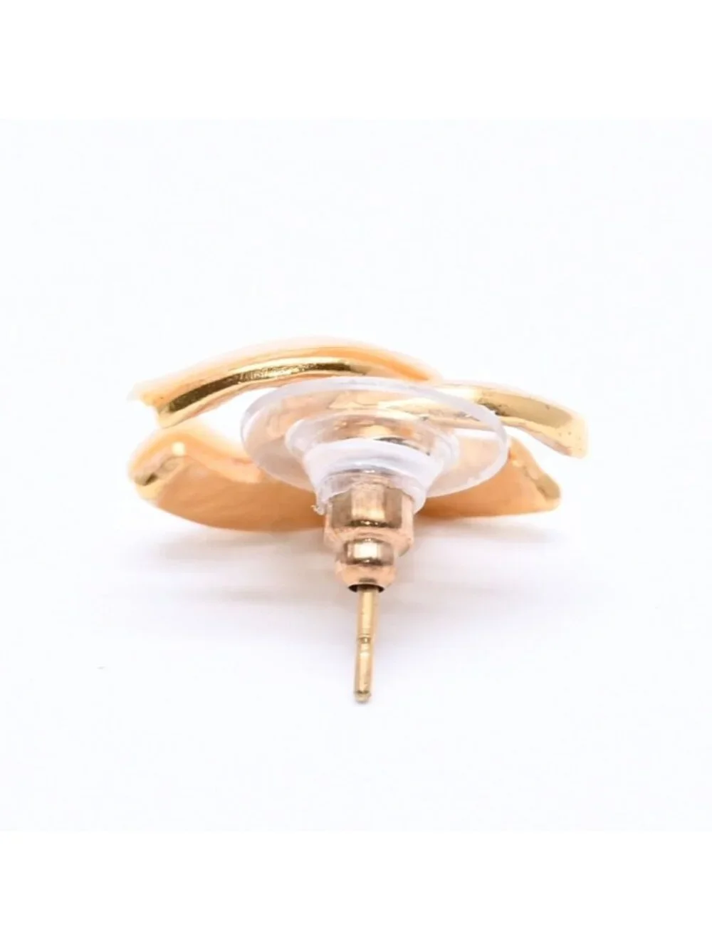Chanel Earrings CC Logo 00 Gold Ivory Bicolor Metal